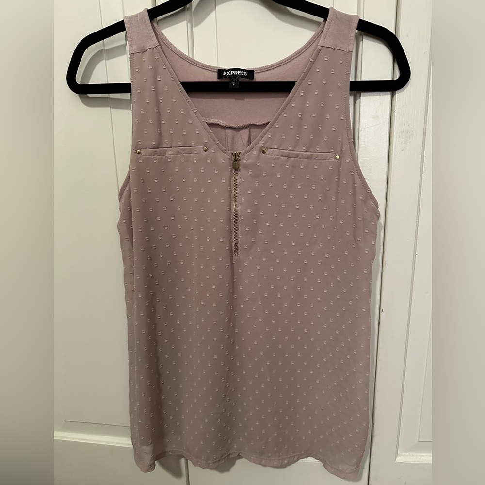 Blush Textured Express Zipper Front Tank Sz Small